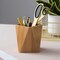 Bamboo Wood Pen Holder Stand for Desk Geometric Pencil Cup Pot Cute Desktop Office Supplies, Makeup Brushes Organizer (Bamboo)